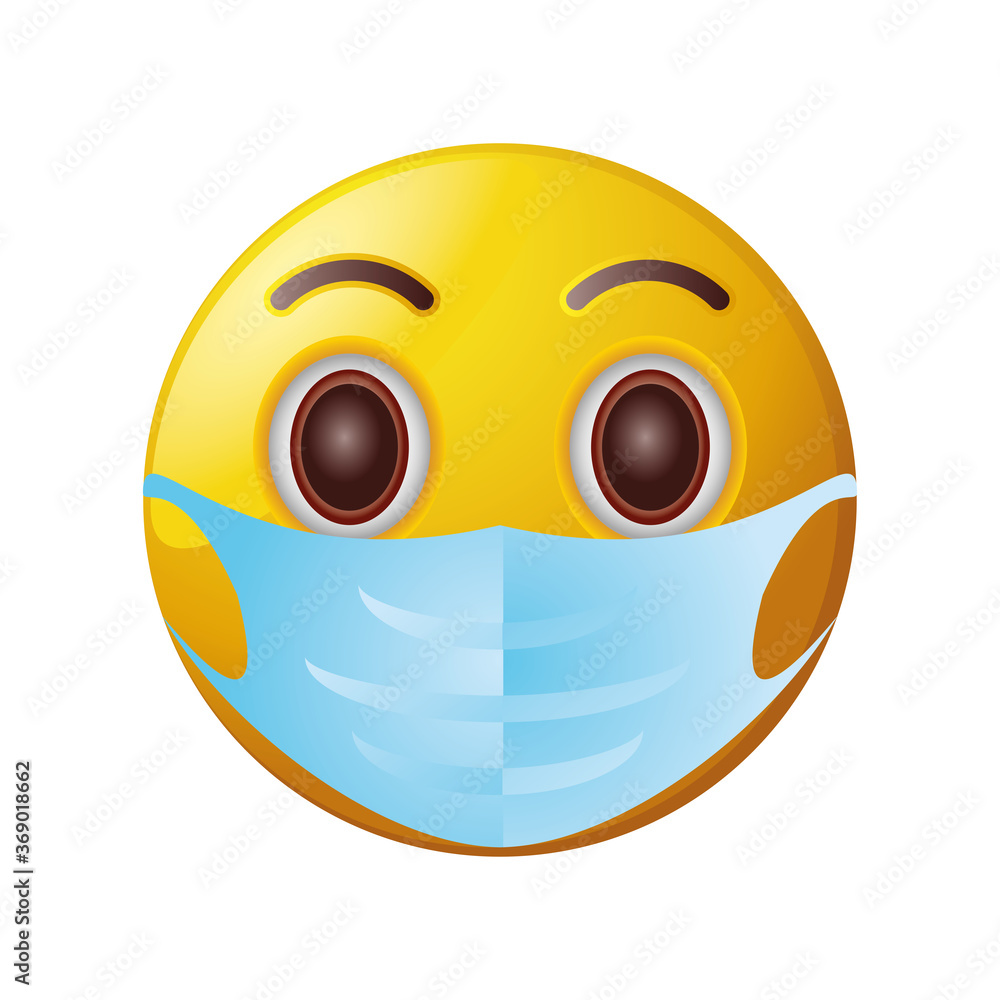 emoticon with medical mask on white background emoticon with medical mask on white background