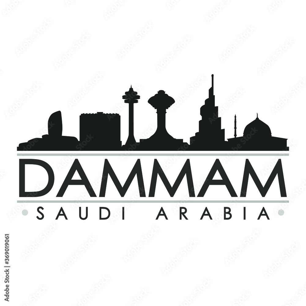 Dammam Saudi Arabia Skyline Silhouette City. Cityscape Design Vector