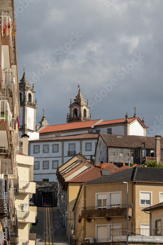 Viseu funicular street, which gives us a wonderful view of the Cathedral of Viseu, Portugal