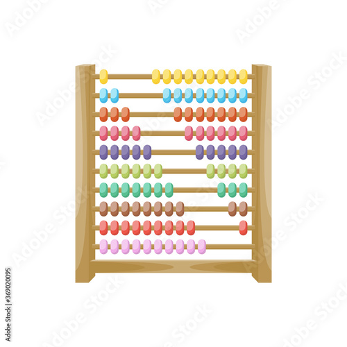 Cartoon wooden colorful abacus, vector illustration