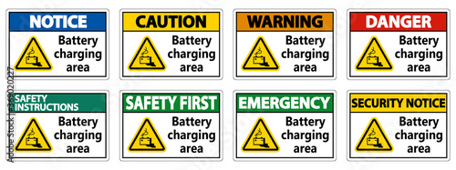 Battery charging area Sign on white background
