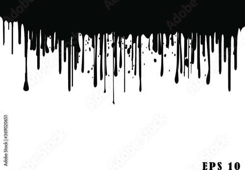 Black dripping ink painted oil drips liquid drops art messy paint splatter melt fluid spots. Dripping paint swashes just a collection of various size paint drips.