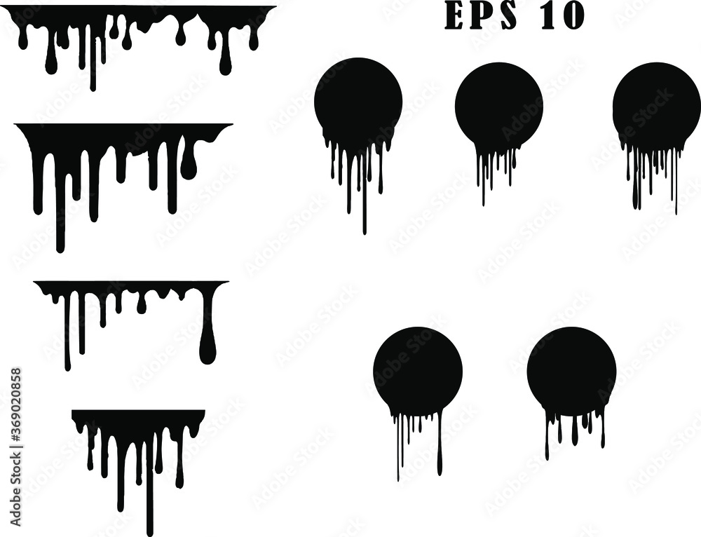 Black dripping ink painted oil drips liquid drops art messy paint