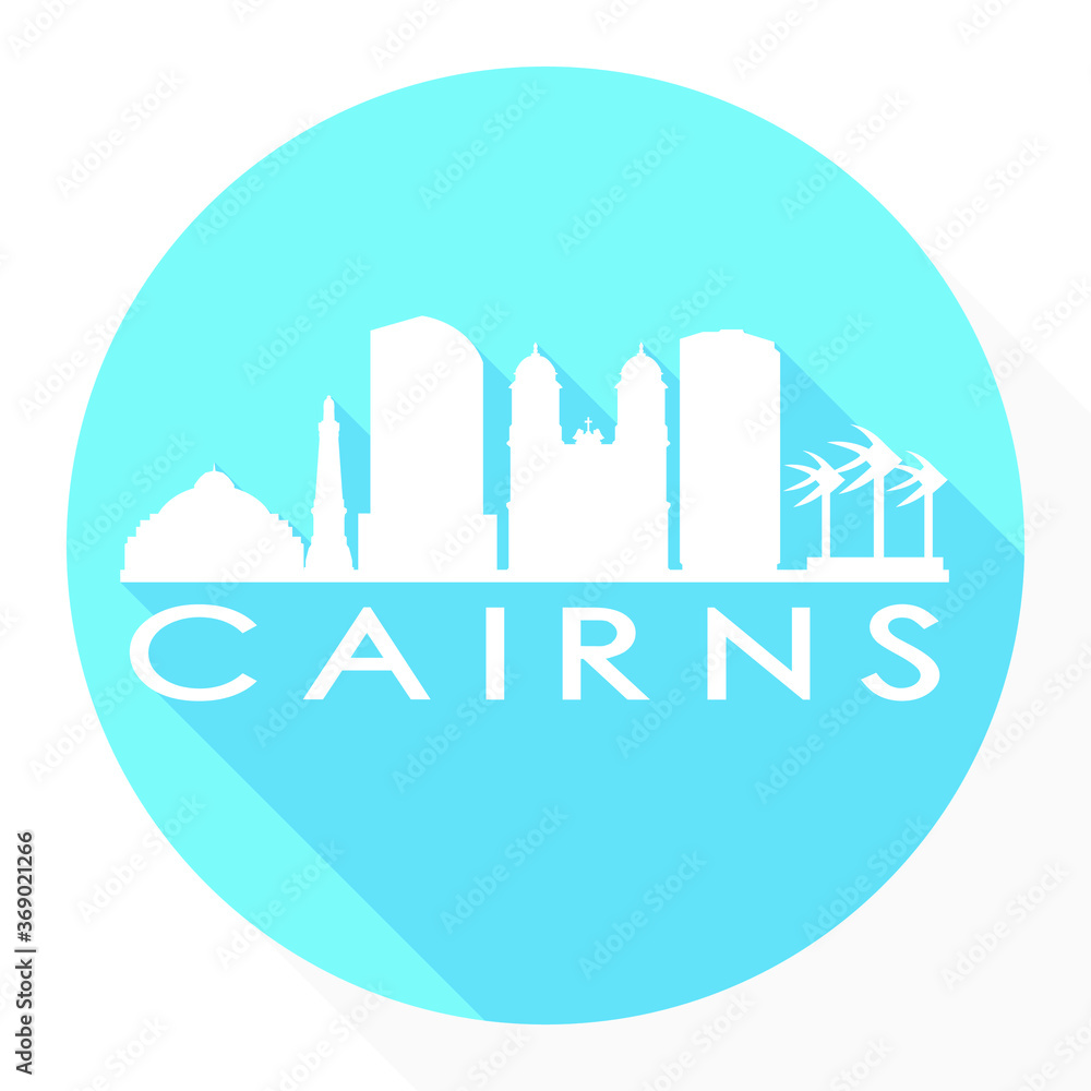 Cairns Australia Flat Icon Skyline Silhouette Design City Vector Art Round.