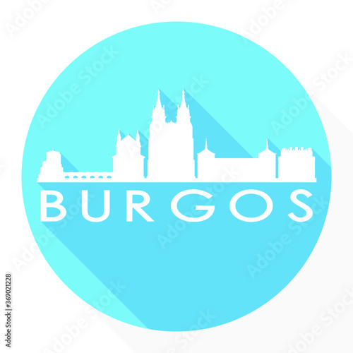 Wallpaper Mural Burgos Spain Flat Icon Skyline Silhouette Design City Vector Art Round. Torontodigital.ca