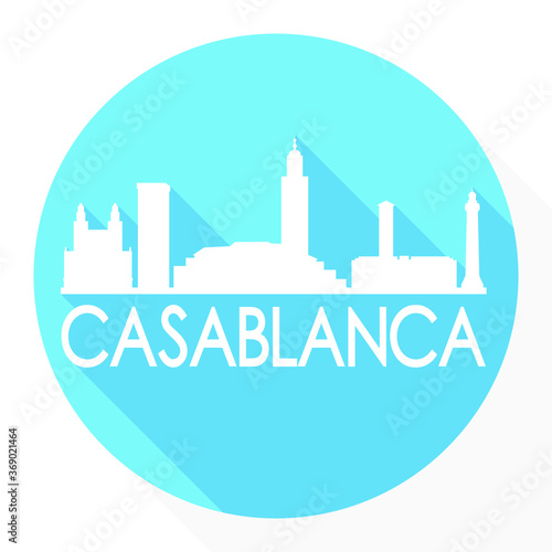 Casa Blanca Morocco Flat Icon Skyline Silhouette Design City Vector Art.