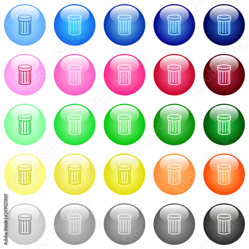 Trash icons in color glossy buttons