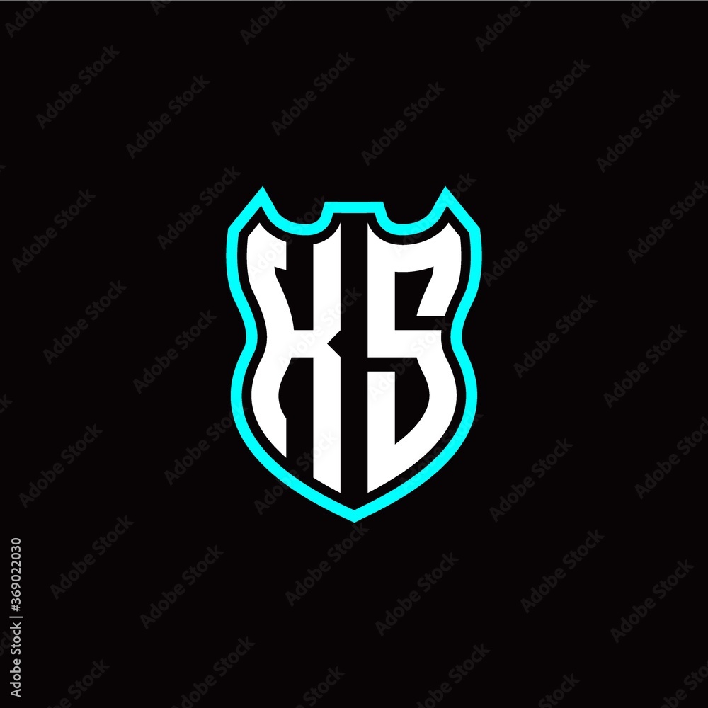 Obraz premium K S initial logo design with shield shape