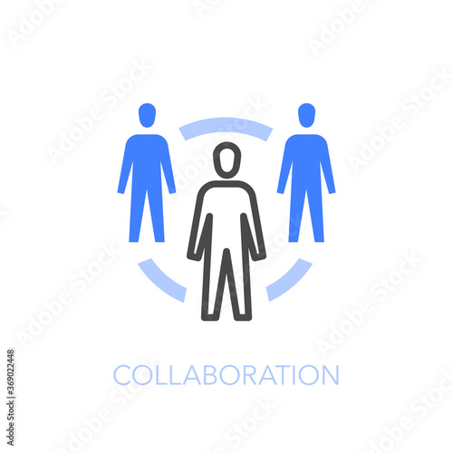Collaboration symbol with a group of people on a work cycle. Easy to use for your website or presentation.