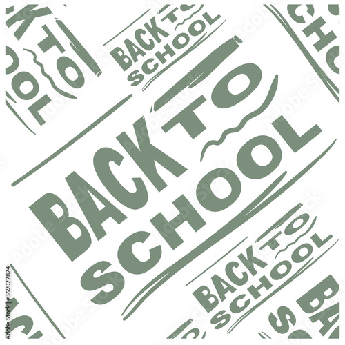 Seamless pattern green bay text Back to school with pen