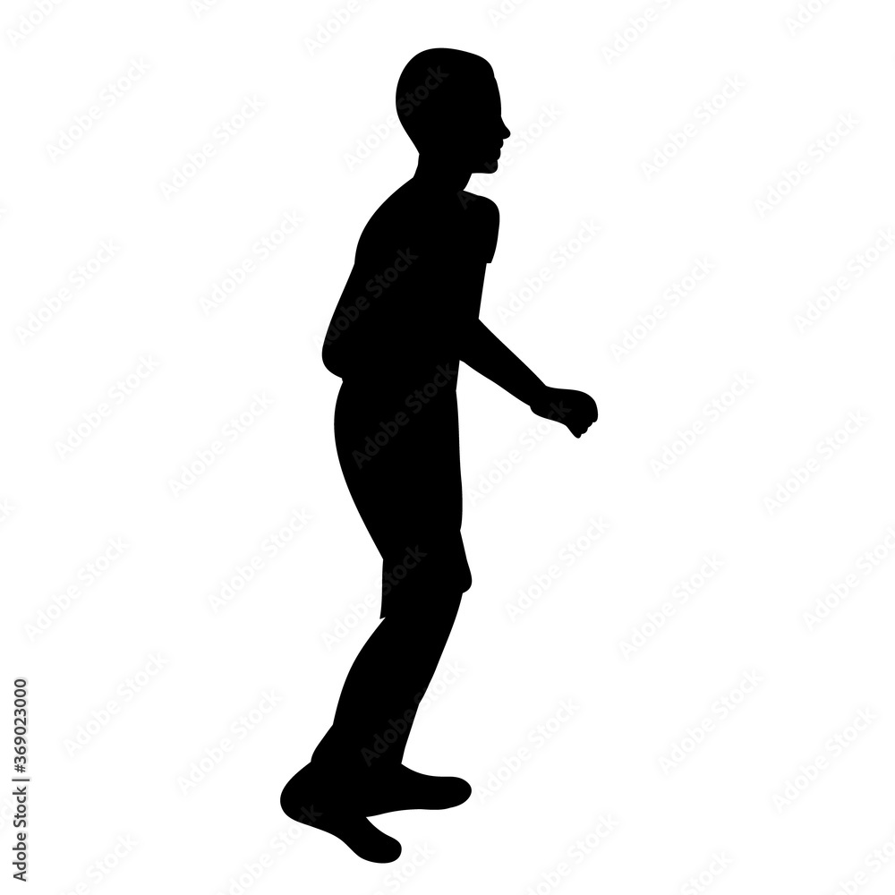isolated black silhouette child boy playing
