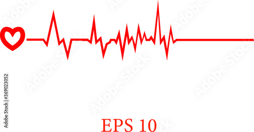 Heart and heartbeat symbol on reflective surface , Heart pulse, one line. Love heart beat. heart rhythm set, Electrocardiogram, ECG - EKG signal, Heart Beat pulse line concept design. 