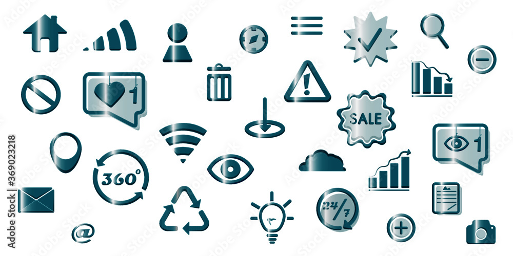 Blue web icons set on a transparent background. Blue web icons set on a transparent background.