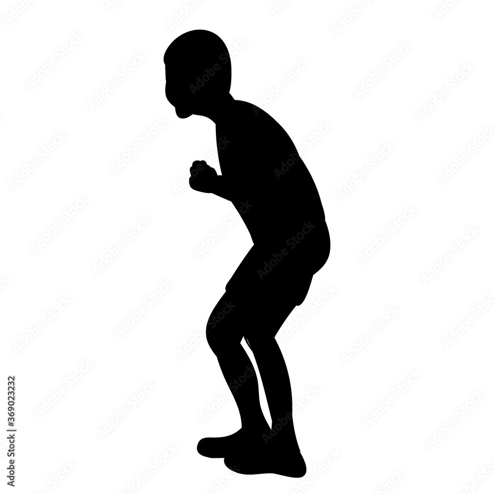 vector isolated black silhouette child boy