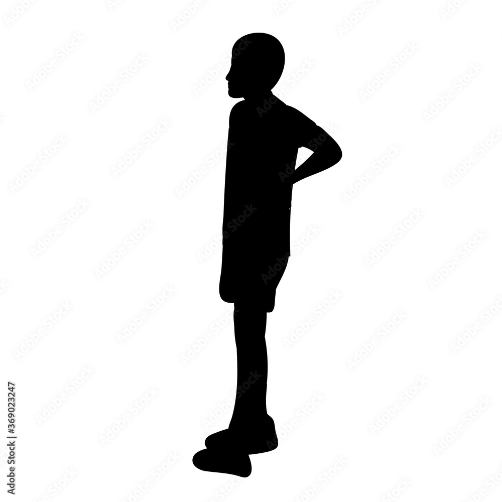 isolated black silhouette child boy