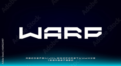 Warp, a bold and modern, futuristic typeface alphabet font. vector illustration design