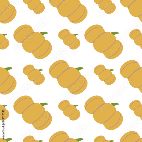 Isolated seamless pattern witth orange pumpin elements. White background. Simple food backdrop. photo