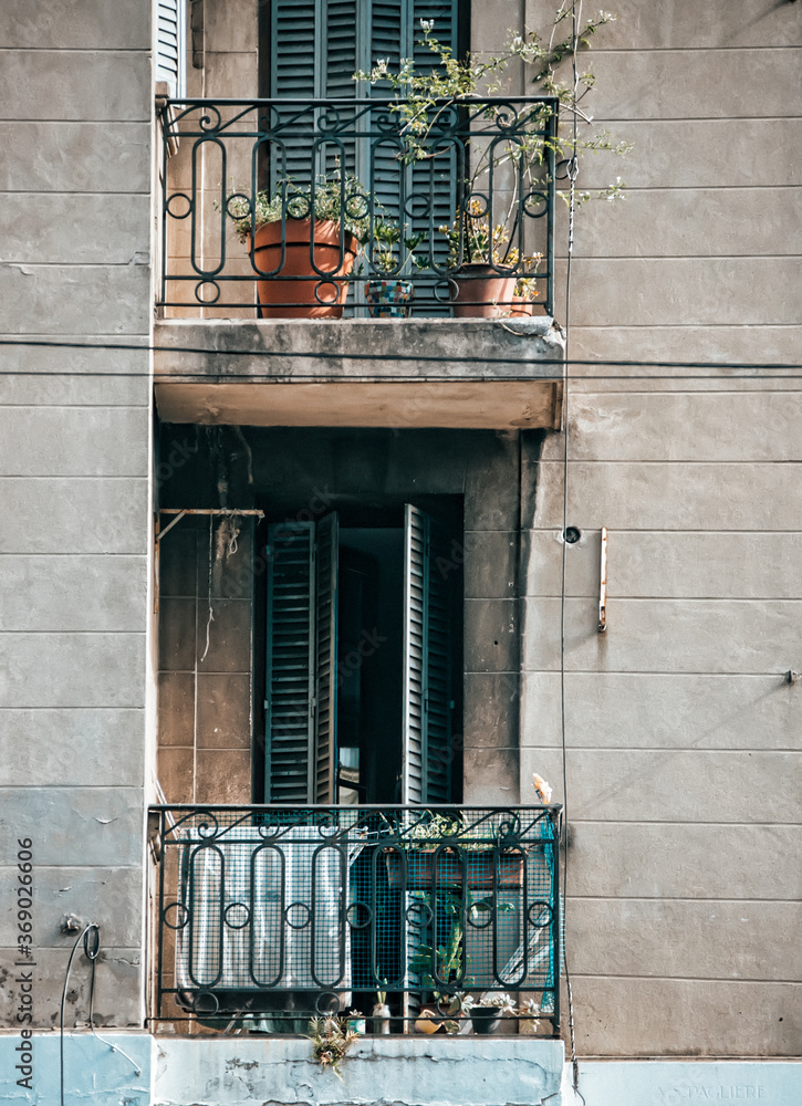 Old building windows in Buenos Aires