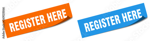register here paper peeler sign set. register here sticker