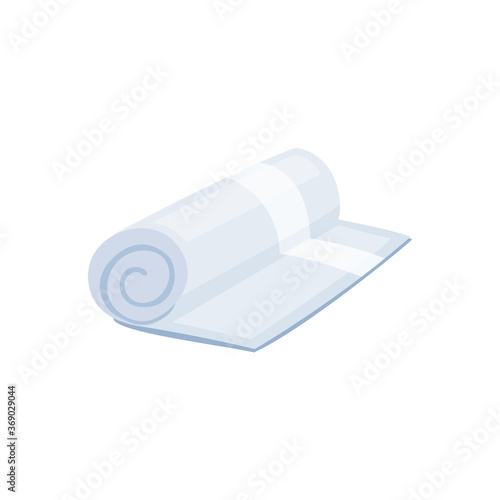 Gray rolled fluffy terry bathroom towel icon flat vector illustration isolated.