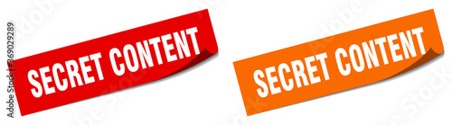 secret content paper peeler sign set. secret content sticker