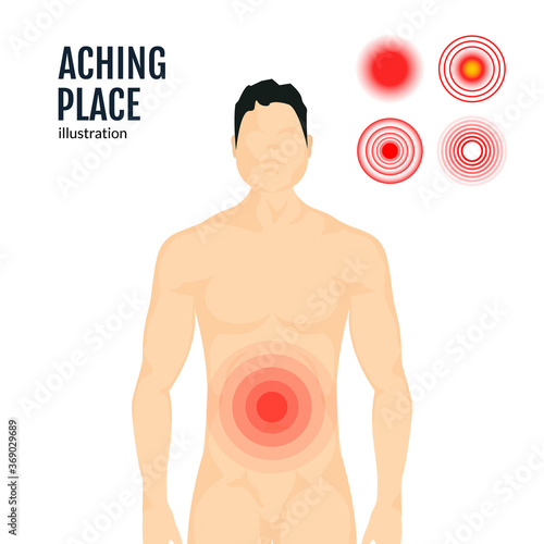 Vector pain target hurt red circle. Pain marker on body