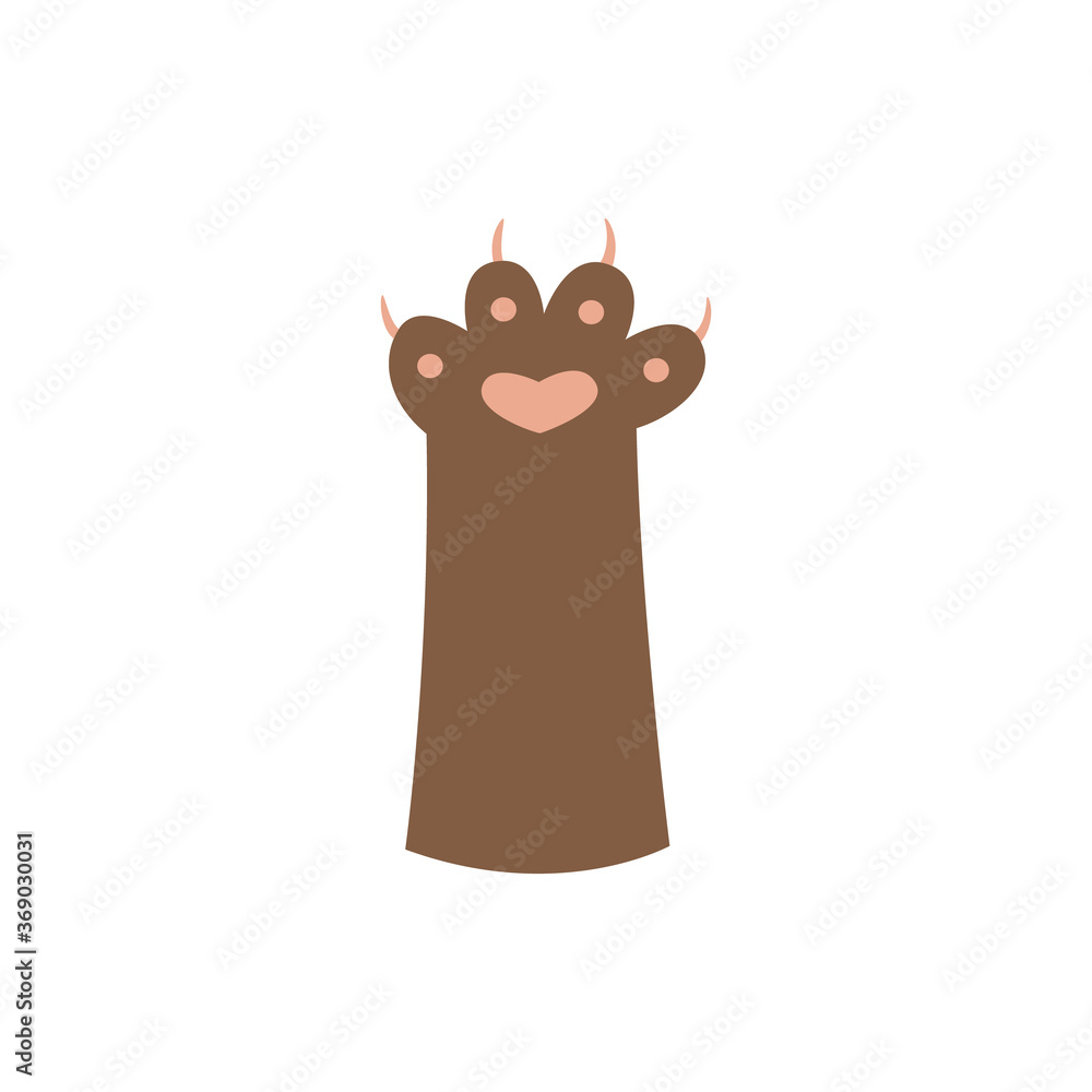 Cat or kitten paw with claws cartoon icon flat vector illustration isolated. Cat or kitten paw with claws cartoon icon flat vector illustration isolated.