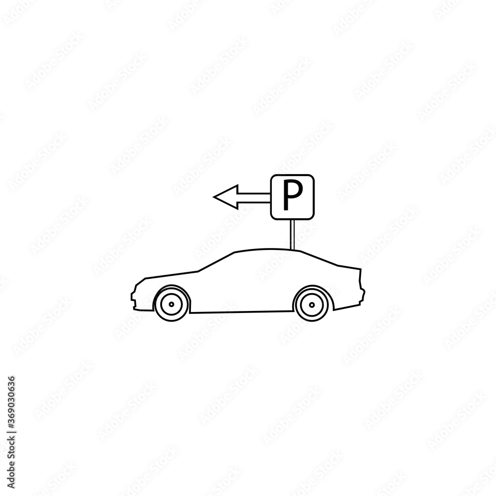 Car and parking sign. Parking sign eps ten