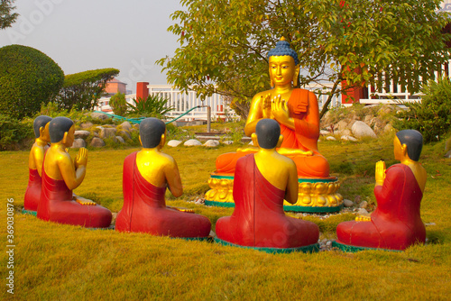 Scenes of Buddha's life in Lumbini, Nepal photo