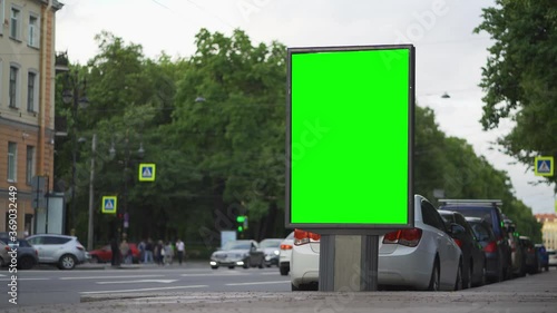 Screen Mockup  blank billboard on the road. 