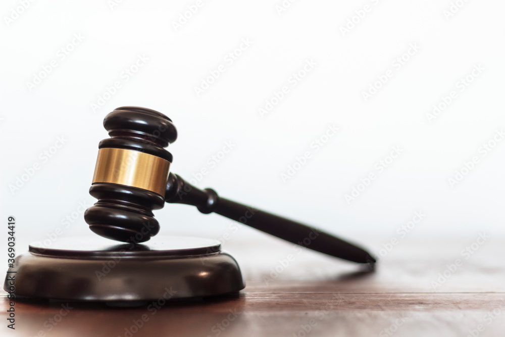 Judge's gavel on white background with copy space Judge's gavel on white background with copy space