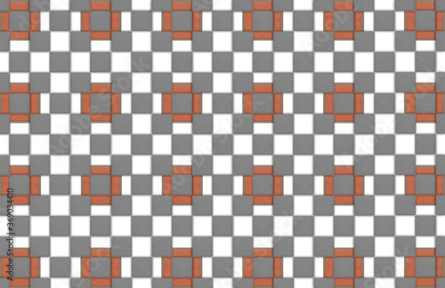 abstract background bright red brick square cells with gray white squares geometric pattern