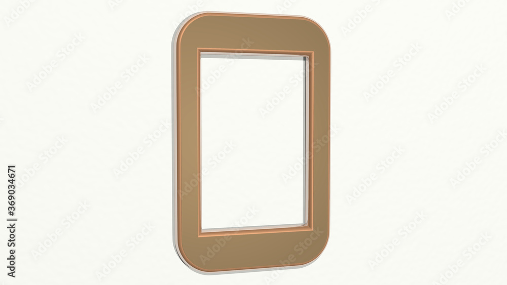 MOBILE PHONE made by 3D illustration of a shiny metallic sculpture on a wall with light background. icon and design MOBILE PHONE made by 3D illustration of a shiny metallic sculpture on a wall with light background. icon and design