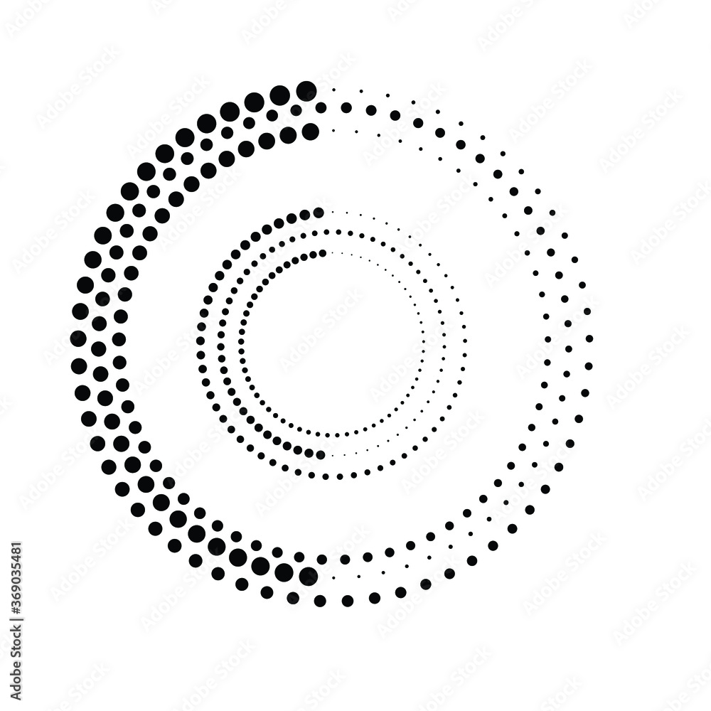 Halftone dots in circle form. round logo . vector dotted frame . design element