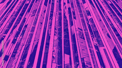 Obraz na płótnie Old vintage comic books background texture with vibrant pink and purple duotone colors w salonie