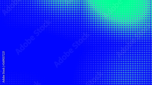 Dots halftone green blue color pattern gradient texture with technology digital background. Dots pop art comics with summer background.