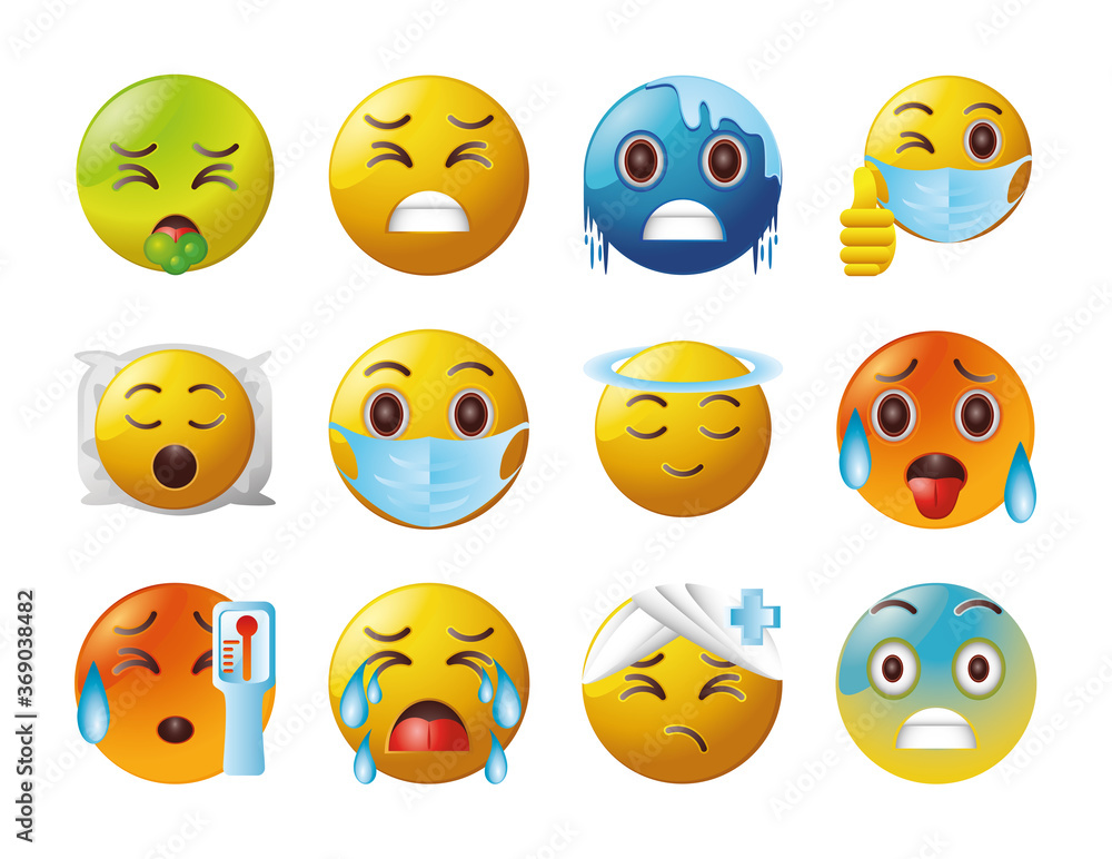 set of emoticon in white background set of emoticon in white background