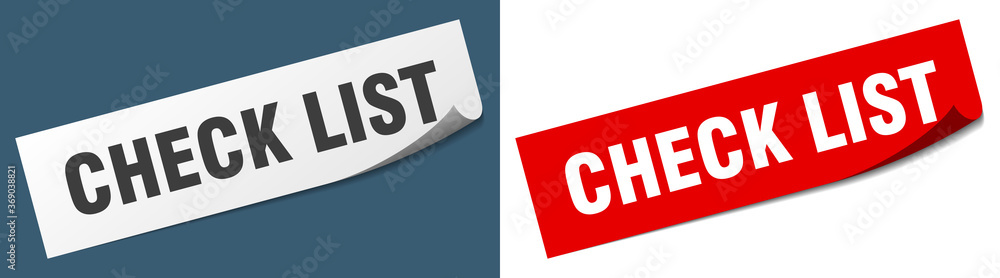 check list paper peeler sign set. check list sticker check list paper peeler sign set. check list sticker