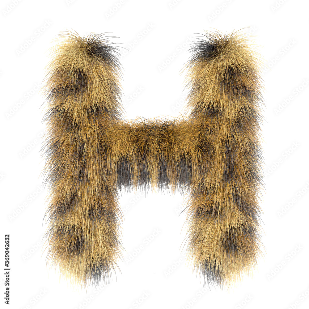 3d Leopard creative funny cute fur letter H 3d Leopard creative funny cute fur letter H