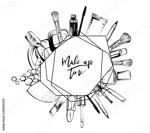 make up artist cosmetics banner, vector