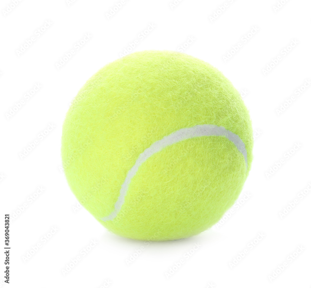 Bright yellow tennis ball isolated on white