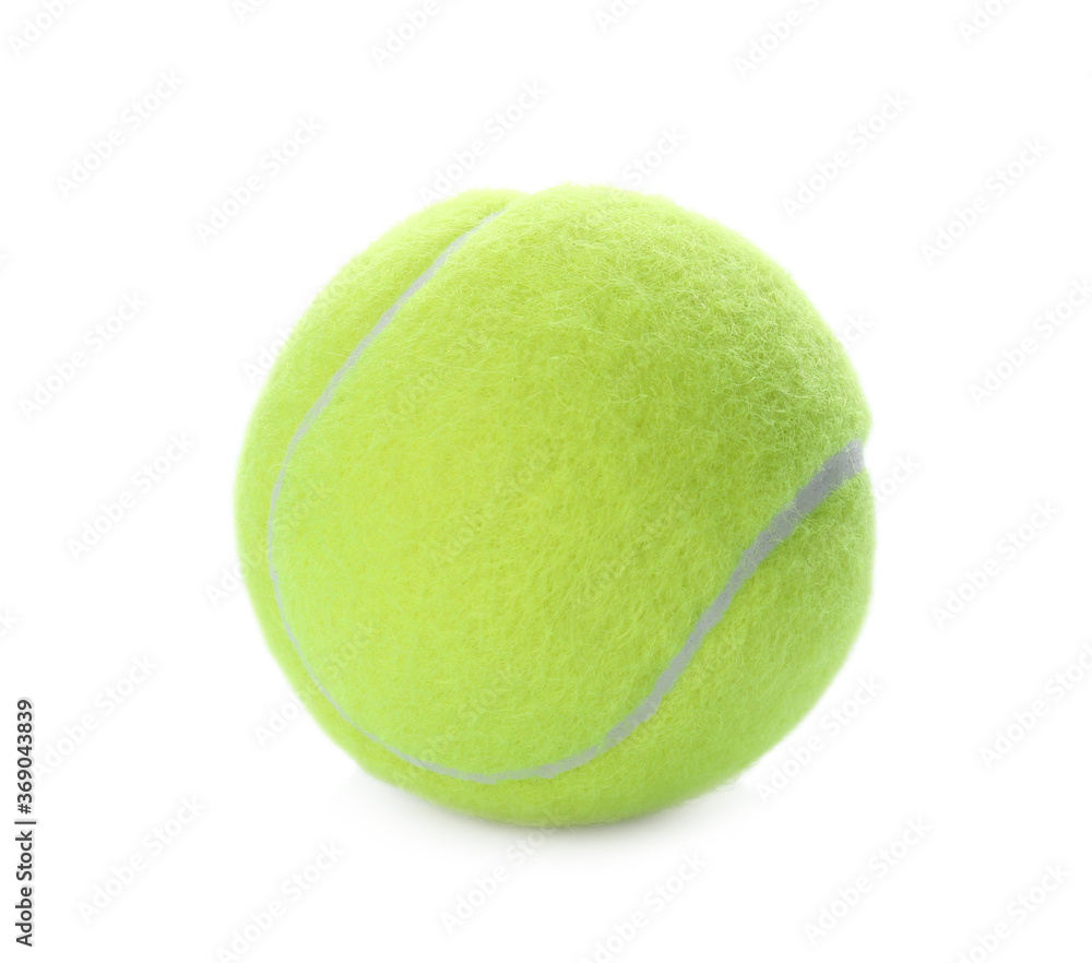 Bright yellow tennis ball isolated on white