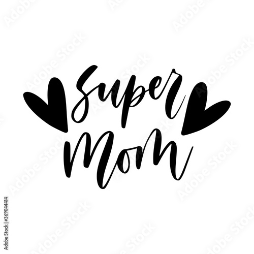 Happy mother's day. Lettering composition with floral doodle elements.