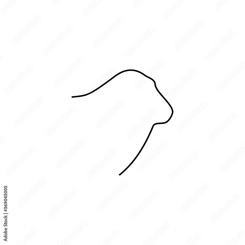 Sheep head line icon. Farm animal continuous line drawn vector illustration. Sheep head symbol.