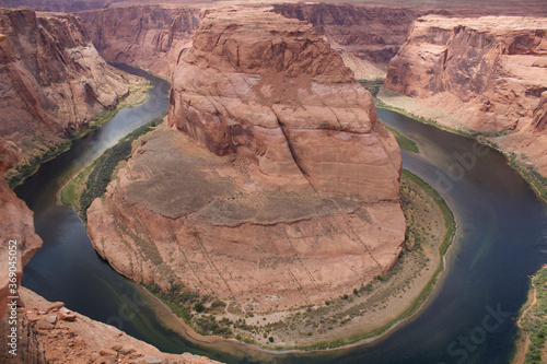 Horseshoe Bend near Grand Canyon National Park with green colored colorado river