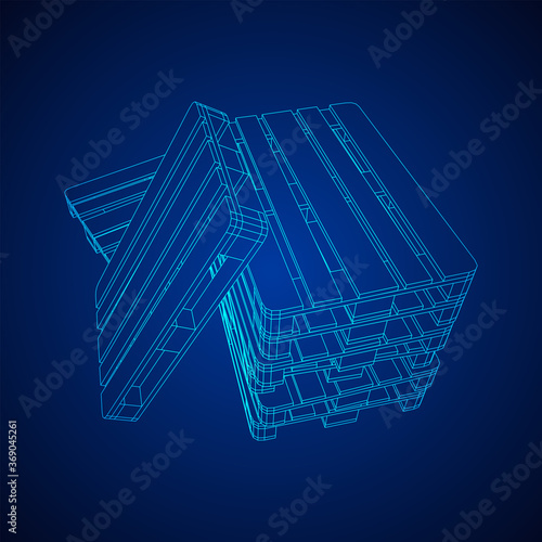 Cargo pallet for warehouse. Logistics shipping concept. Wireframe low poly mesh vector illustration.