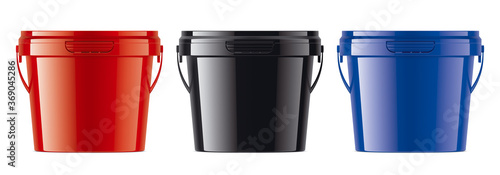 Wallpaper Mural Set of Colored Plastic Bucket. Part 2/2.  Torontodigital.ca