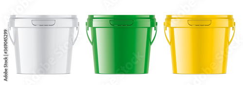 Wallpaper Mural Set of Colored Plastic Bucket. Part 1/2.  Torontodigital.ca