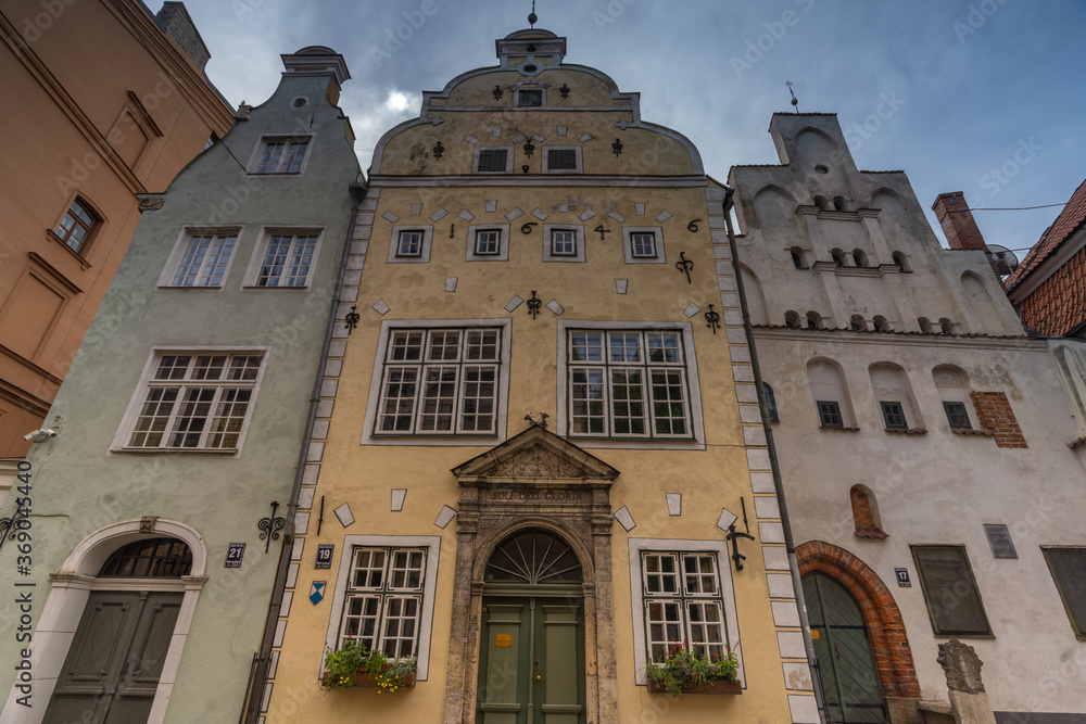 The Three Brothers, three medieval houses in row and the oldest dwelling iin Riga, Latvia. Part of the UNESCO World Heritage old town of Rga.