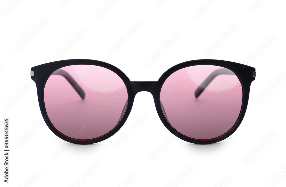 Fototapeta premium Stylish sunglasses on white background. Summer accessory